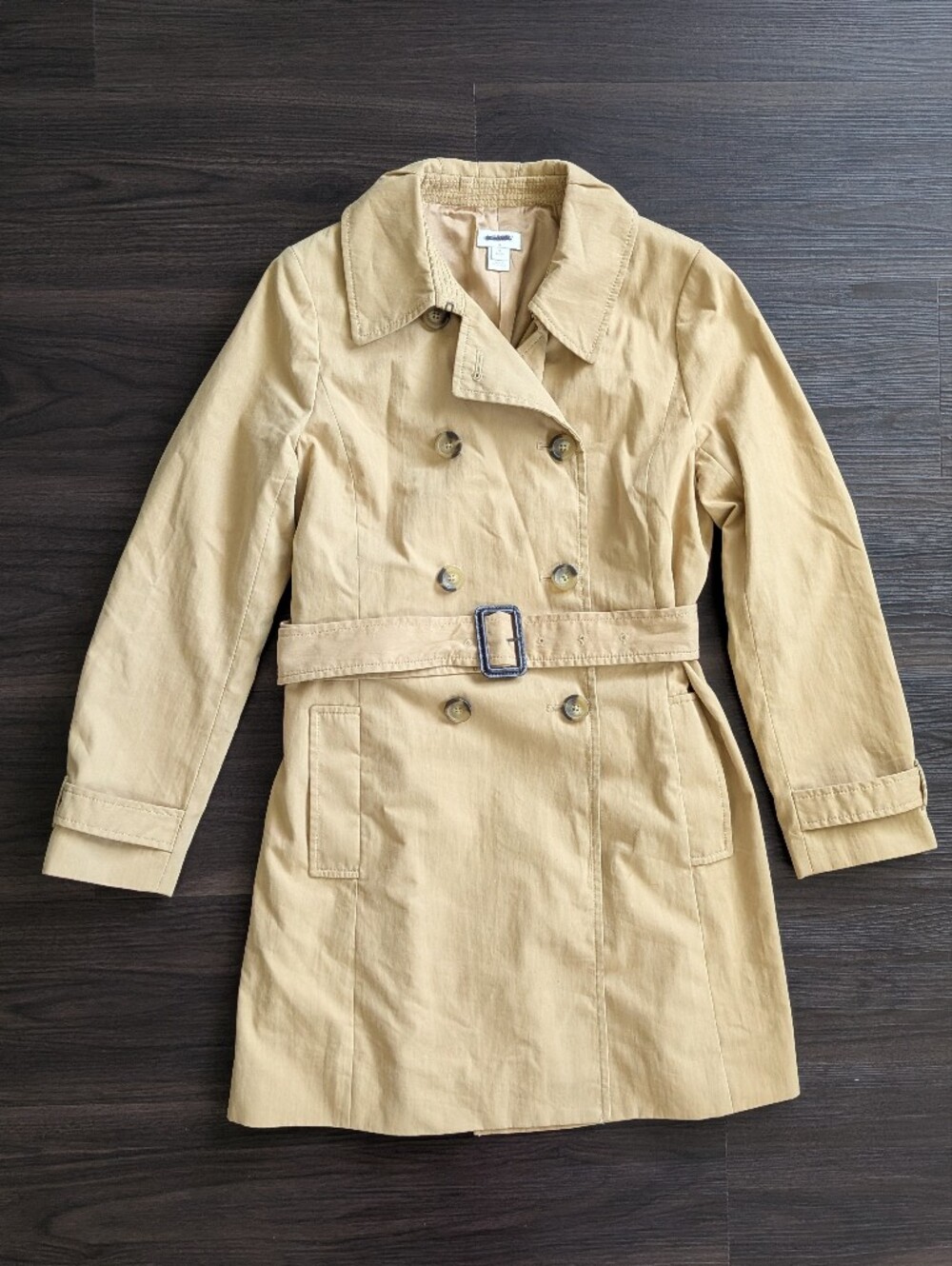 J. Crew Factory Light Tan Double Breasted Trench Coat With Belt Preppy 8 Petite